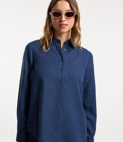 Camisa Alargada en Viscolino con Bolsillo Delantero 4