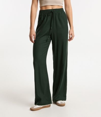 Pantalón Recto en Viscosa con Lino y Lazo en la Cintura 2