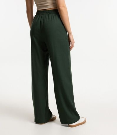 Pantalón Recto en Viscosa con Lino y Lazo en la Cintura 3