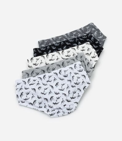 Kit 05 Calzoncillos Slip Infantiles con Estampa Dino - Talle 4 a 14 años 2