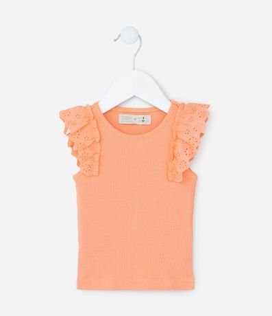 Musculosa Infantil Acanalada con Volado Broderie - Talle 1 a 5 años 2