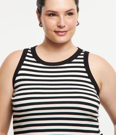 Blusa Musculosa Cropped en Rib Rayada Curve & Plus Size 4