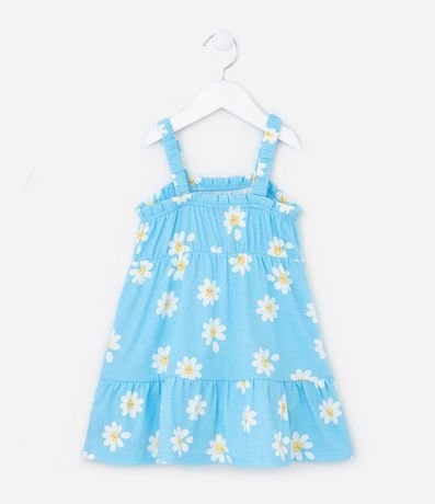 Vestido Infantil con Estampa de Margaritas y Volado - Talle 1 a 5 años 2