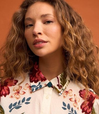 Camisa Alargada en Cambraia con Estampa Floral 2