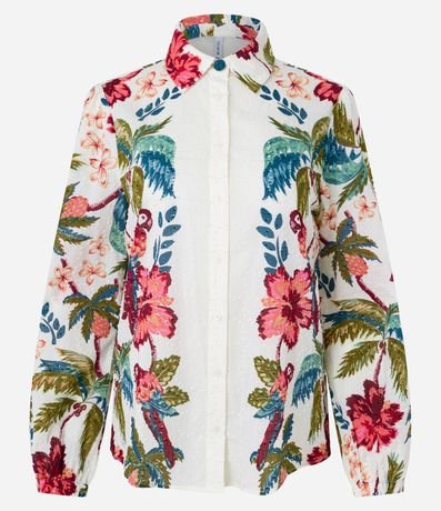 Camisa Alargada en Cambraia con Estampa Floral 8
