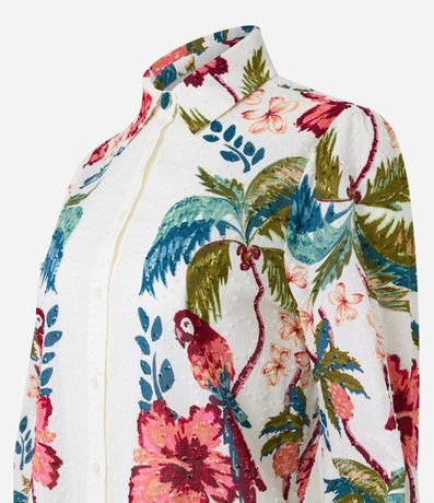 Camisa Alargada en Cambraia con Estampa Floral 9