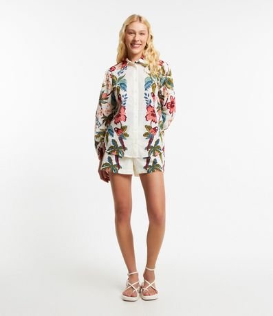 Camisa Alargada en Cambraia con Estampa Floral 4