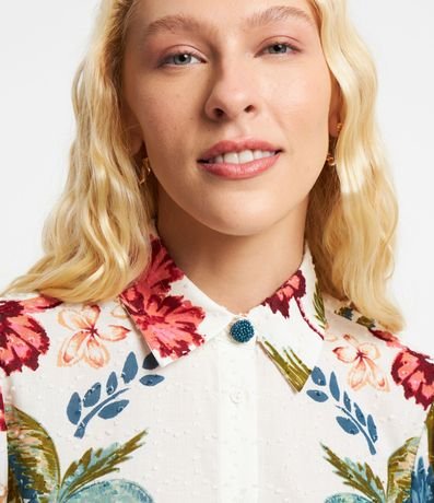 Camisa Alargada en Cambraia con Estampa Floral 6