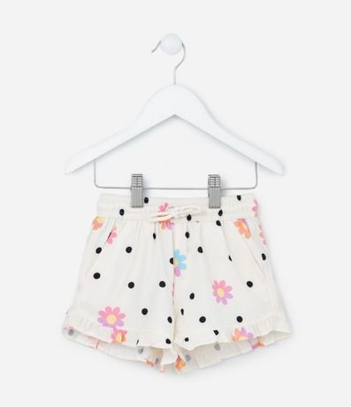 Short Infantil con Volado y Estampa de Flores - Talle 1 a 5 años