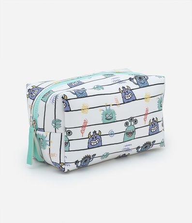 Necesaire Rectangular en PU Estampa de Monstruitos