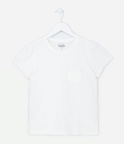 Blusa Infantil con Detalle de Bolsillo y Mangas Bordadas - Talle 5 a 14 años