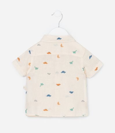 Camisa Infantil en Lino Estampa Dinos - Talle 0 a 18 meses 2
