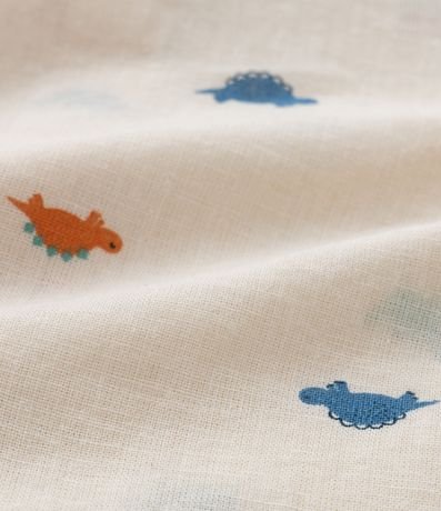 Camisa Infantil en Lino Estampa Dinos - Talle 0 a 18 meses 3