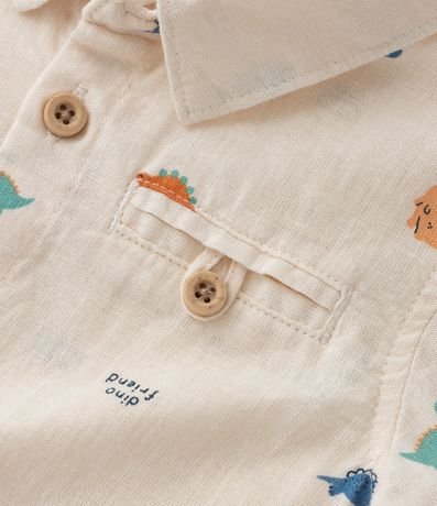 Camisa Infantil en Lino Estampa Dinos - Talle 0 a 18 meses 4