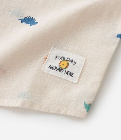 Camisa Infantil en Lino Estampa Dinos - Talle 0 a 18 meses 5