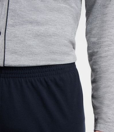 Pijama Largo en Media Malla con Contraste en la Vista 4