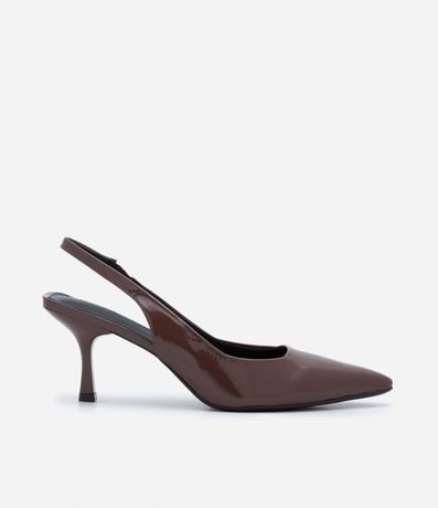 Tacones Slingback en Barniz con Taco Fino