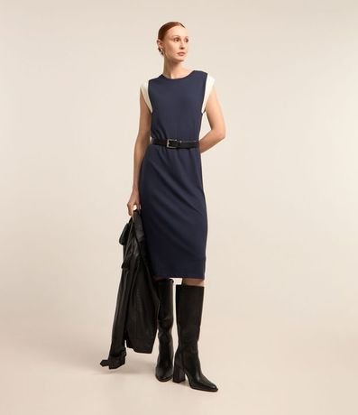 Vestido Midi en Algodón con Sisa Contrastante