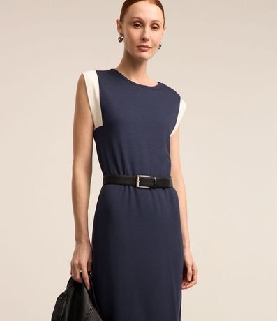 Vestido Midi en Algodón con Sisa Contrastante 4