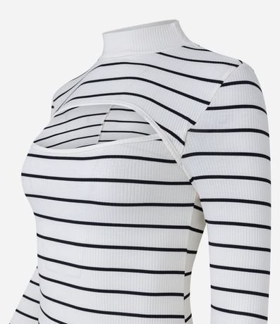 Vestido New Midi en Rib Listrado y con Recorte en lo Busto 7