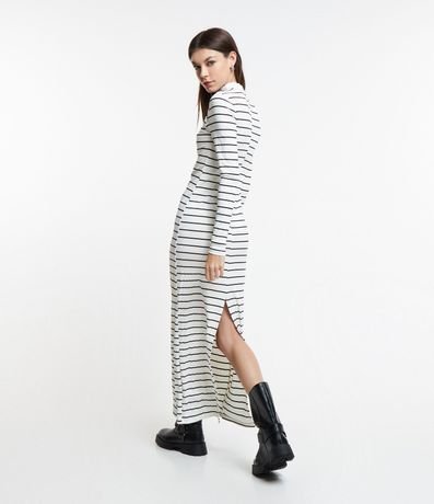 Vestido New Midi en Rib Listrado y con Recorte en lo Busto 3