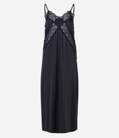 Camisón Larga en Microfibra con Detalles en Encaje 4