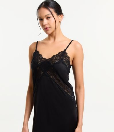 Camisón Larga en Microfibra con Detalles en Encaje 3