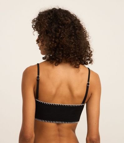 Bikini Top Bandeau con Lazo y Pespunte Contrastante 4