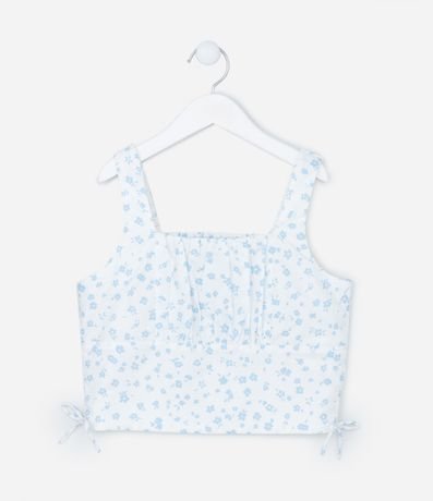 Blusa Cropped Infantil en Viscosa Floral con Moñas y Lastex - Talle 5 a 14 años 2