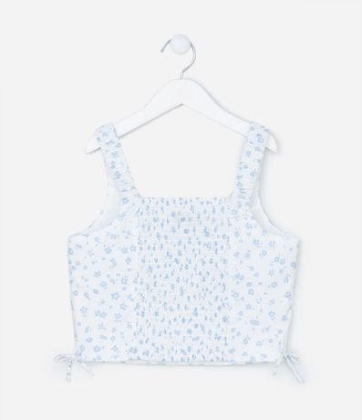 Blusa Cropped Infantil en Viscosa Floral con Moñas y Lastex - Talle 5 a 14 años 3