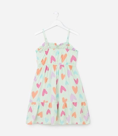 Vestido Infantil en Viscosa con Estampa de Corazones - Talle 5 a 14 años 2