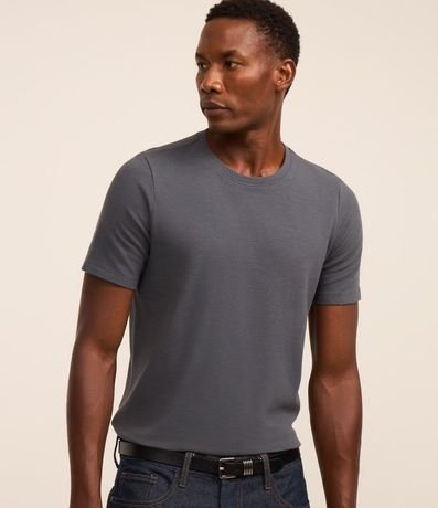 Remera Slim en Algodón con Textura Acanalada