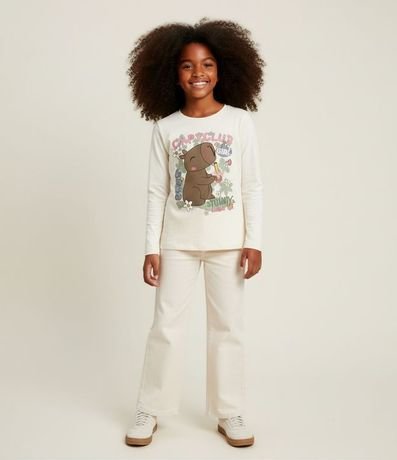 Remera Infantil Manga Larga con Estampado en Carpincho - Talle 5 al 14 años