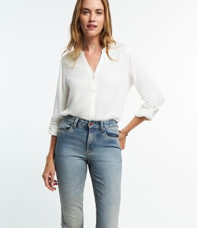 Pantalón Recto Cropped en Jeans Dirty Washed 2