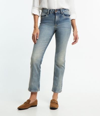 Pantalón Recto Cropped en Jeans Dirty Washed 3