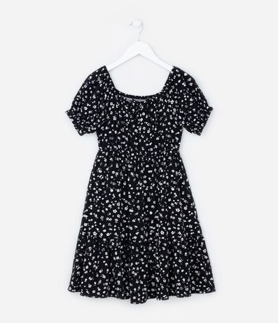 Vestido Infantil en Viscosa con Estampa Floral - Talle 5 a 14 años
