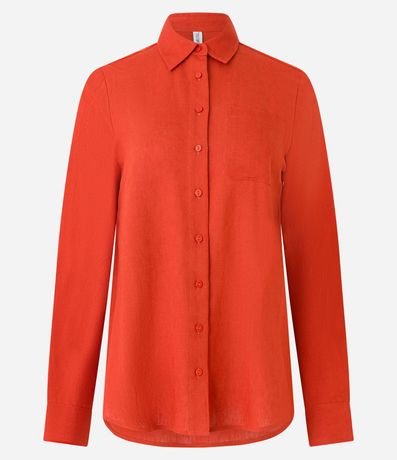 Camisa Alargada en Viscolino con Bolsillo Delantero 6