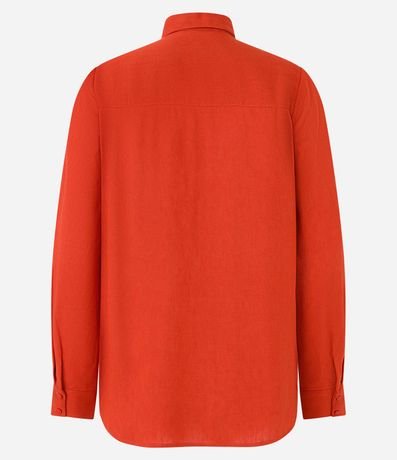 Camisa Alargada en Viscolino con Bolsillo Delantero 7