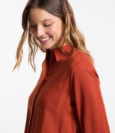 Camisa Alargada en Viscolino con Bolsillo Delantero 5