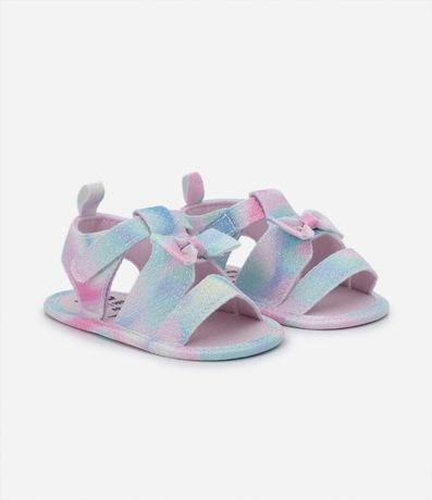 Sandalia Infantil con Estampa Tie Dye y Moña Aplicado - Talle 14 a 19 Meses