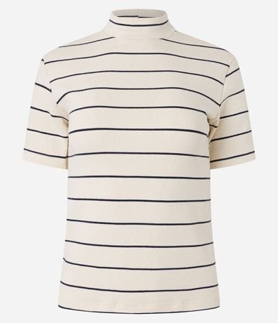Blusa en Rib con Cuello Mediano y Estampa Rayada 6