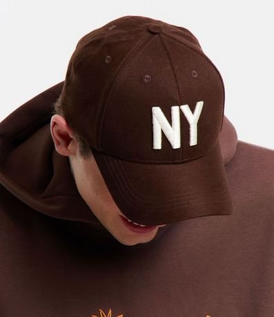 Gorra Ala Curva de Algodón Bordado New York