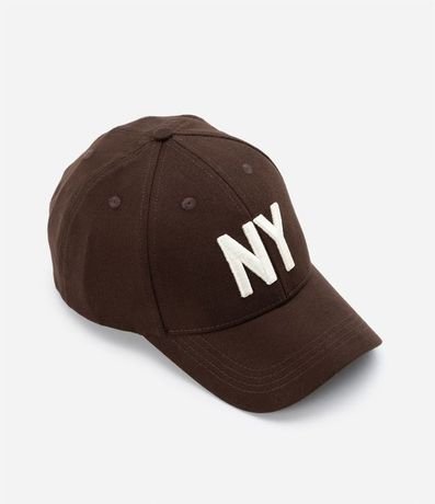 Gorra Ala Curva de Algodón Bordado New York