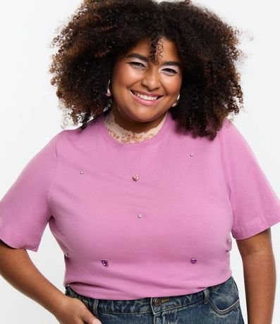 Blusa en Algodón con Aplicación de Chatons de Colores Curve & Plus Size 4