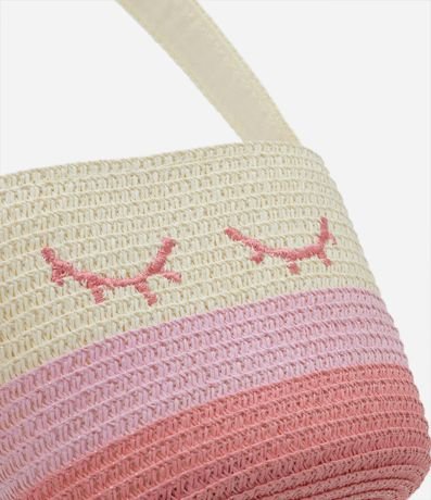 Cartera de Paja Infantil con Bordado de Carita - Talle U 5