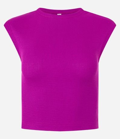 Blusa Sin Manga en Rib con Textura de Rayas 6