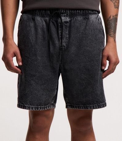 Bermuda Jeans con Cintura Elástica Bolsillos y Tag Aplicado 2