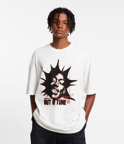 Remera Oversized en Algodón con Estampado Out Of Tune