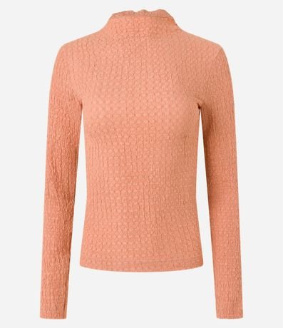 Blusa en Tela Texturizada con Cuello Alto 5