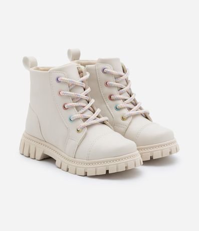 Bota Acordonada Infantil en PU con Ojales de Colores - Talle 22 al 29